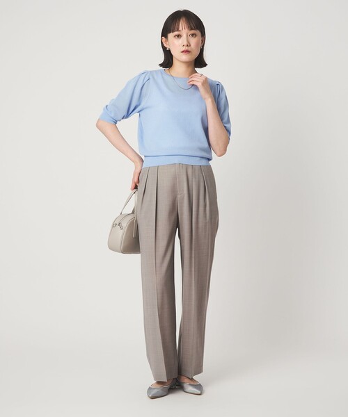 green label relaxing（グリーンレーベルリラクシング）の「［size SHORT/TALLあり］Daily Chic コンフィ― ワイド パンツ（スラックス・レディース・ライトブルー/ライトグレー/ブラウン/ダークグレー・SHORT/36/38/40/TALL）」の20枚目の写真
