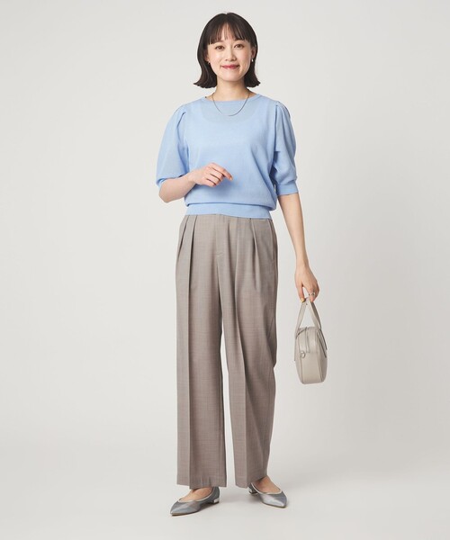 green label relaxing（グリーンレーベルリラクシング）の「［size SHORT/TALLあり］Daily Chic コンフィ― ワイド パンツ（スラックス・レディース・ライトブルー/ライトグレー/ブラウン/ダークグレー・SHORT/36/38/40/TALL）」の22枚目の写真
