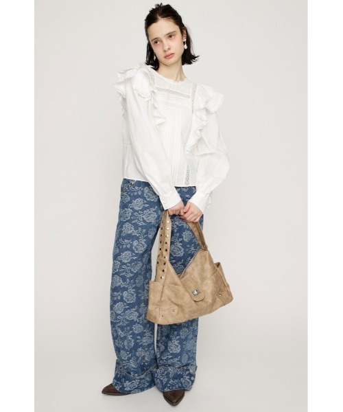 SLY（スライ）の「2WAY RIBBON FRILL LACE TOPS 2ウェイリボンフリルレーストップス 春服（シャツ/ブラウス・レディース・オフホワイト/ライトイエロー/ブラック・FREE）」の5枚目の写真