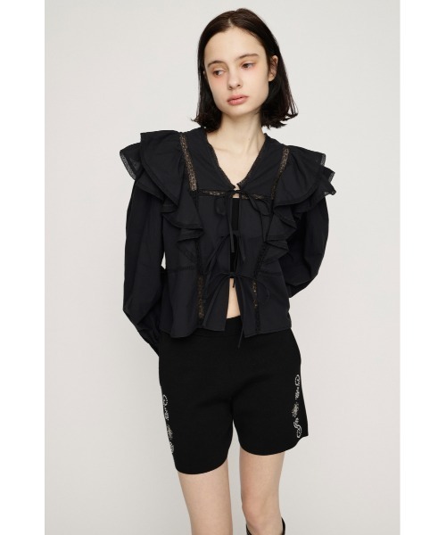 SLY（スライ）の「2WAY RIBBON FRILL LACE TOPS 2ウェイリボンフリルレーストップス 春服（シャツ/ブラウス・レディース・オフホワイト/ライトイエロー/ブラック・FREE）」の12枚目の写真
