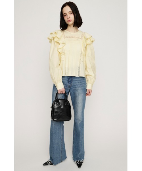 SLY（スライ）の「2WAY RIBBON FRILL LACE TOPS 2ウェイリボンフリルレーストップス 春服（シャツ/ブラウス・レディース・オフホワイト/ライトイエロー/ブラック・FREE）」の15枚目の写真
