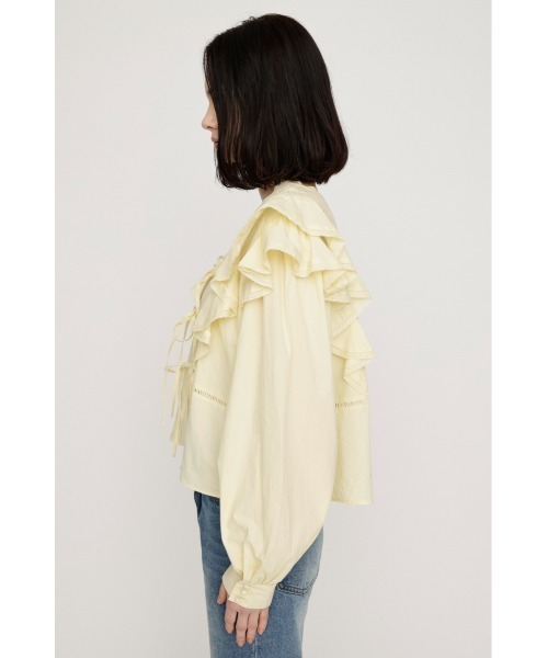 SLY（スライ）の「2WAY RIBBON FRILL LACE TOPS 2ウェイリボンフリルレーストップス 春服（シャツ/ブラウス・レディース・オフホワイト/ライトイエロー/ブラック・FREE）」の20枚目の写真