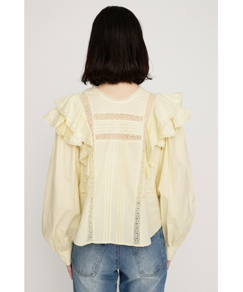 SLY（スライ）の「2WAY RIBBON FRILL LACE TOPS 2ウェイリボンフリルレーストップス 春服（シャツ/ブラウス・レディース・オフホワイト/ライトイエロー/ブラック・FREE）」の21枚目の写真