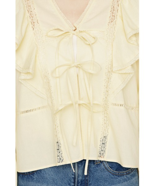 SLY（スライ）の「2WAY RIBBON FRILL LACE TOPS 2ウェイリボンフリルレーストップス 春服（シャツ/ブラウス・レディース・オフホワイト/ライトイエロー/ブラック・FREE）」の22枚目の写真