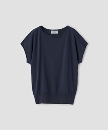 コットンボートネック ワイドニットトップス