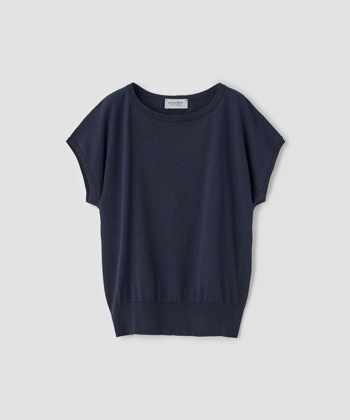 JOHN SMEDLEY(ジョンスメドレー)の「コットンボートネック ワイドニットトップス(ニット/セーター・レディース・ネイビー・M)」の1枚目の写真
