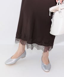 センターシームスクエアトゥフラットシューズ【低反発スポンジ入り】