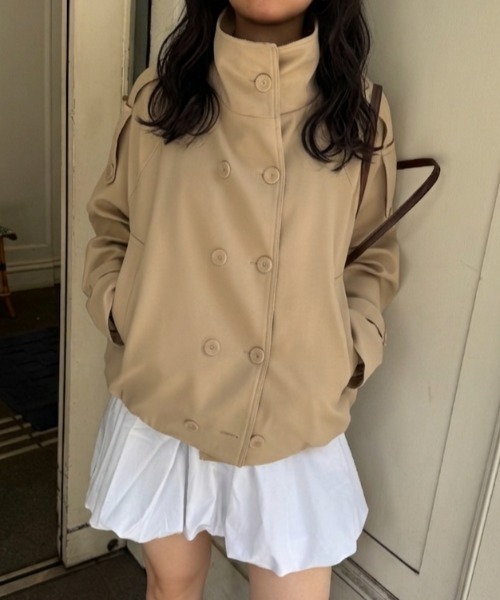 LAC-VERT（ラック・ヴェール）の「スタンドカラーショートトレンチジャケット（トレンチコート・レディース・ベージュ・LARGE/MEDIUM）」の21枚目の写真