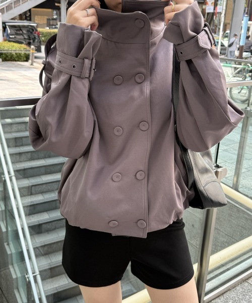 LAC-VERT（ラック・ヴェール）の「スタンドカラーショートトレンチジャケット（トレンチコート・レディース・ベージュ・LARGE/MEDIUM）」の13枚目の写真