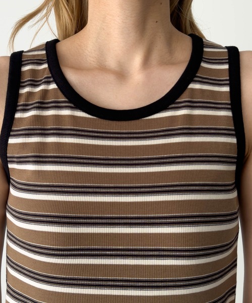 CANAL JEAN（キャナルジーン）の「El mar　レトロボーダーリブタンク（タンクトップ・レディース・チャコールグレー/レッド/キャメル・ONE SIZE）」の15枚目の写真