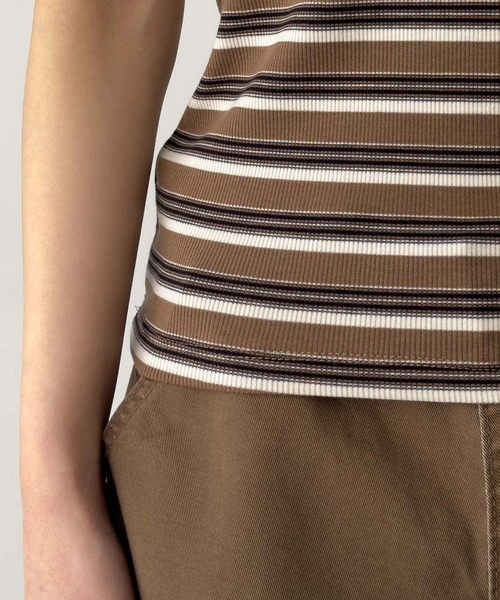 CANAL JEAN（キャナルジーン）の「El mar　レトロボーダーリブタンク（タンクトップ・レディース・チャコールグレー/レッド/キャメル・ONE SIZE）」の16枚目の写真