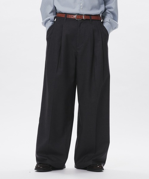 High Density Gabardine 2-Tuck Wide Slacks / 高密度ギャバジン2