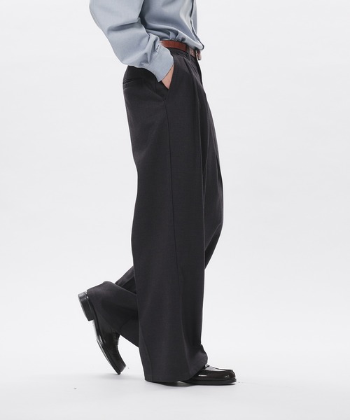 セール】High Density Gabardine 2-Tuck Wide Slacks / 高密度