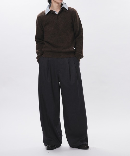 セール】High Density Gabardine 2-Tuck Wide Slacks / 高密度