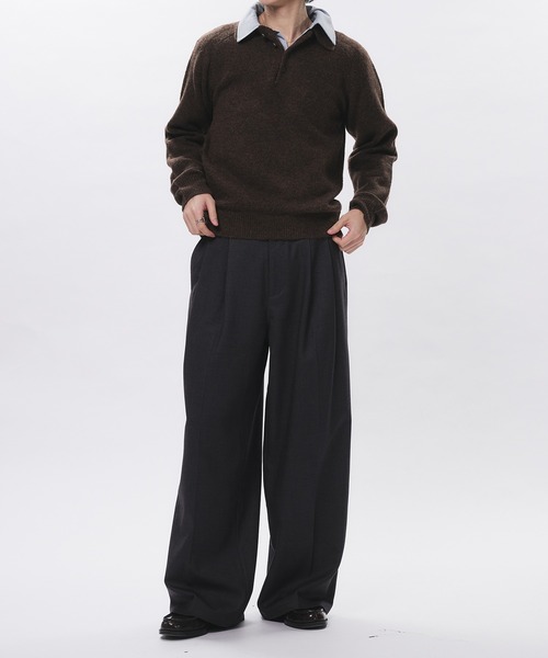 セール】High Density Gabardine 2-Tuck Wide Slacks / 高密度