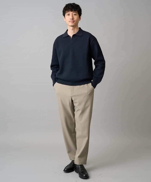 a.v.v(アーヴェヴェ)の「【洗濯機で洗える】ポップコーンスキッパーニットポロ(ニット/セーター・メンズ・ネイビー/グリーン・46/48)」の5枚目の写真