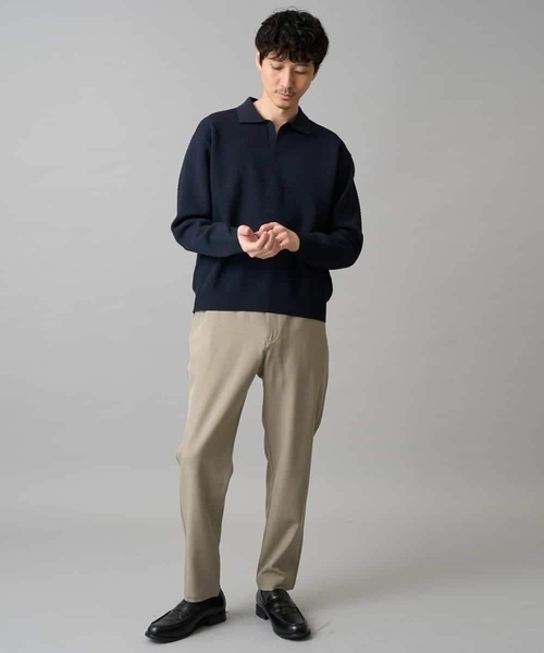 a.v.v(アーヴェヴェ)の「【洗濯機で洗える】ポップコーンスキッパーニットポロ(ニット/セーター・メンズ・ネイビー/グリーン・46/48)」の8枚目の写真