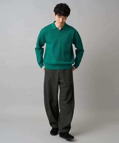 a.v.v(アーヴェヴェ)の「【洗濯機で洗える】ポップコーンスキッパーニットポロ(ニット/セーター・メンズ・ネイビー/グリーン・46/48)」の12枚目の写真