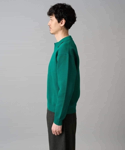 a.v.v(アーヴェヴェ)の「【洗濯機で洗える】ポップコーンスキッパーニットポロ(ニット/セーター・メンズ・ネイビー/グリーン・46/48)」の14枚目の写真