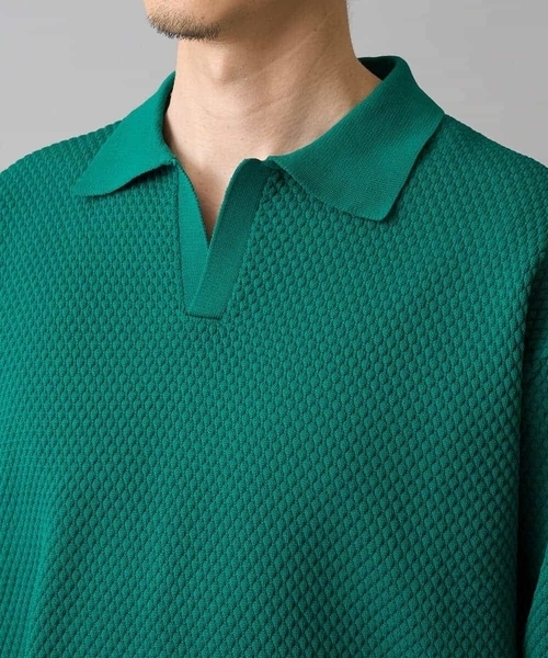 a.v.v(アーヴェヴェ)の「【洗濯機で洗える】ポップコーンスキッパーニットポロ(ニット/セーター・メンズ・ネイビー/グリーン・46/48)」の16枚目の写真