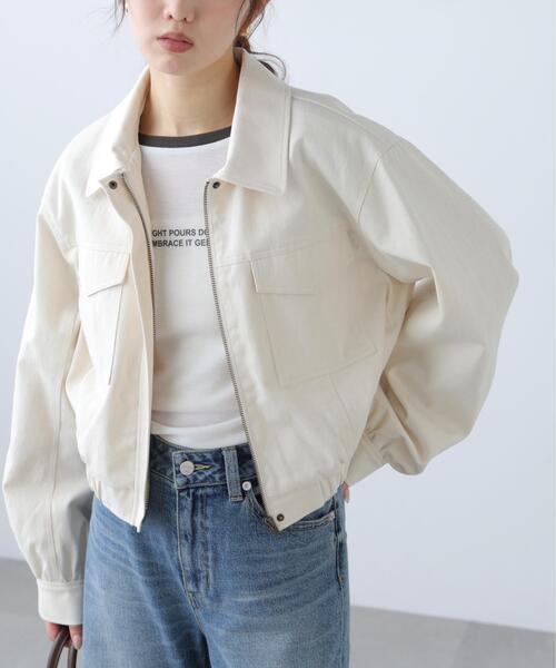 FREE'S MART（フリーズマート）の「◆〈セットアップ対応〉ショート丈ブルゾン（ブルゾン・レディース・ベージュ/ホワイト・SMALL/MEDIUM）」の2枚目の写真