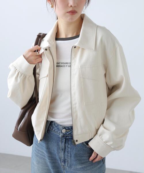 FREE'S MART（フリーズマート）の「◆〈セットアップ対応〉ショート丈ブルゾン（ブルゾン・レディース・ベージュ/ホワイト・SMALL/MEDIUM）」の4枚目の写真