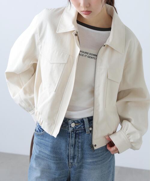 FREE'S MART（フリーズマート）の「◆〈セットアップ対応〉ショート丈ブルゾン（ブルゾン・レディース・ベージュ/ホワイト・SMALL/MEDIUM）」の6枚目の写真