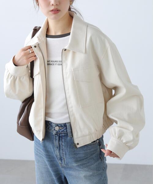 FREE'S MART（フリーズマート）の「◆〈セットアップ対応〉ショート丈ブルゾン（ブルゾン・レディース・ベージュ/ホワイト・SMALL/MEDIUM）」の7枚目の写真