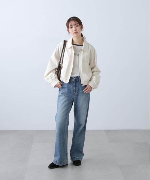 FREE'S MART（フリーズマート）の「◆〈セットアップ対応〉ショート丈ブルゾン（ブルゾン・レディース・ベージュ/ホワイト・SMALL/MEDIUM）」の8枚目の写真