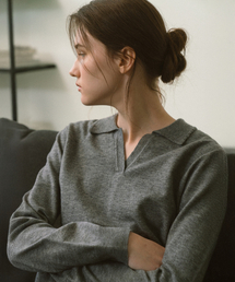 YUPPE（ヨッペ）の「フリルカラー ニット_グレー（ニット/セーター）」