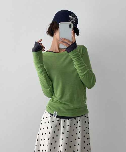 THE GREEN LAB（ザグリーンラボ）の「ソフトテンセルエアリー ロングスリーブ [ライトグリーン]（Tシャツ/カットソー・レディース・その他・FREE）」の16枚目の写真
