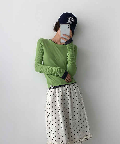 THE GREEN LAB（ザグリーンラボ）の「ソフトテンセルエアリー ロングスリーブ [ライトグリーン]（Tシャツ/カットソー・レディース・その他・FREE）」の17枚目の写真