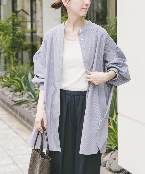 ITEMS URBANRESEARCH(アイテムズ アーバンリサーチ)の「ボイルボリュームチュニック(シャツ/ブラウス・レディース・ブルー系その他/ホワイト/ブラック系その他・FREE)」の2枚目の写真