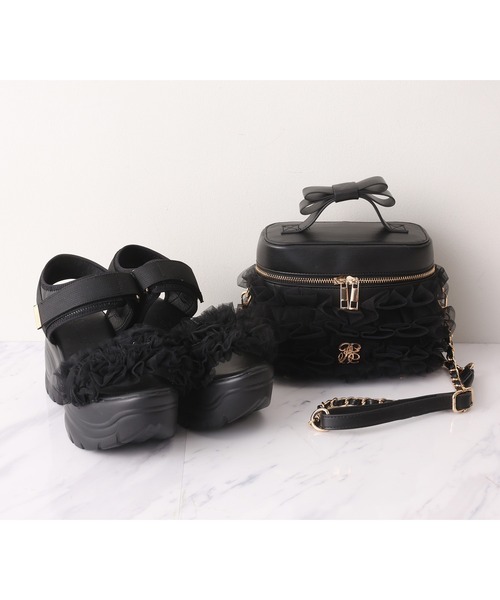 one after another NICE CLAUP（ワンアフターアナザーナイスクラップ）の「【tulle collection】チュールフリルサンダル（サンダル・レディース・アイボリー/ブラック/サックスブルー・S/M/L）」の22枚目の写真