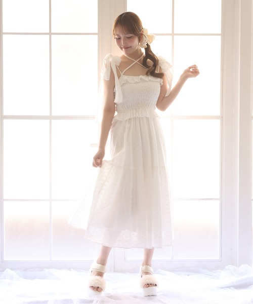 one after another NICE CLAUP（ワンアフターアナザーナイスクラップ）の「【tulle collection】チュールフリルサンダル（サンダル・レディース・アイボリー/ブラック/サックスブルー・S/M/L）」の7枚目の写真