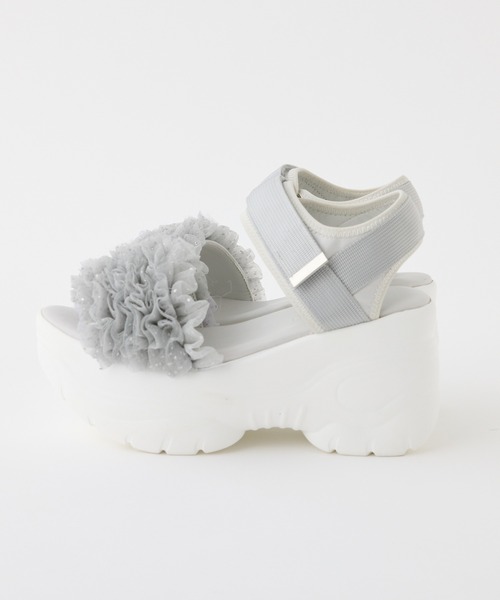 one after another NICE CLAUP（ワンアフターアナザーナイスクラップ）の「【tulle collection】チュールフリルサンダル（サンダル・レディース・アイボリー/ブラック/サックスブルー・S/M/L）」の12枚目の写真