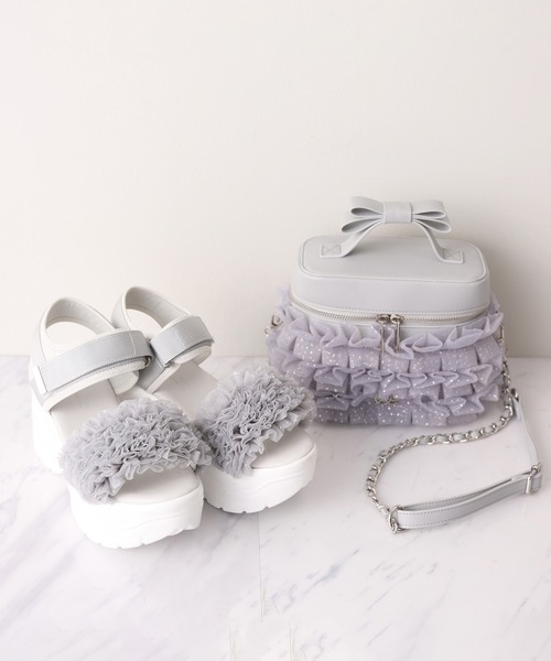 one after another NICE CLAUP（ワンアフターアナザーナイスクラップ）の「【tulle collection】チュールフリルサンダル（サンダル・レディース・アイボリー/ブラック/サックスブルー・S/M/L）」の20枚目の写真