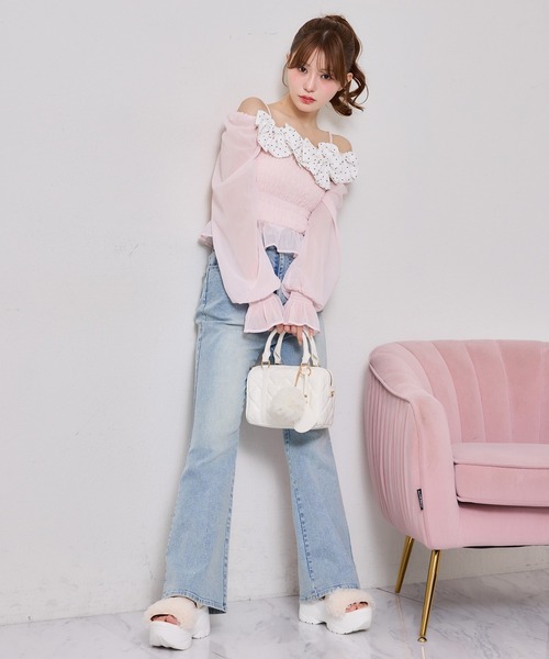 one after another NICE CLAUP（ワンアフターアナザーナイスクラップ）の「【tulle collection】チュールフリルサンダル（サンダル・レディース・アイボリー/ブラック/サックスブルー・S/M/L）」の10枚目の写真