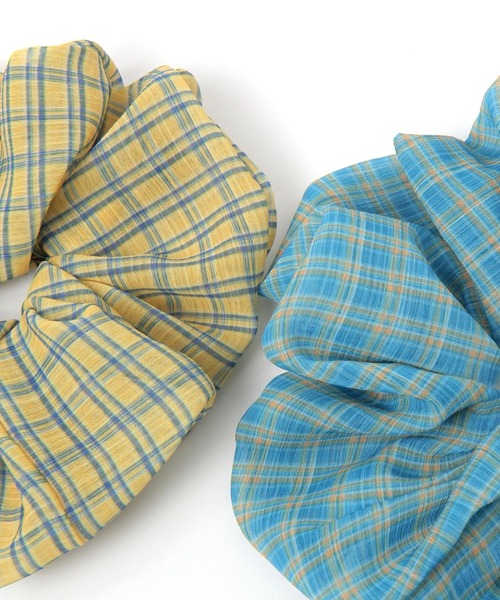 niko and...（ニコアンド）の「シアーチェックシュシュ[tiny tiny(ティニーティニー)]（シュシュ・レディース・イエロー/ブルー・0）」の5枚目の写真