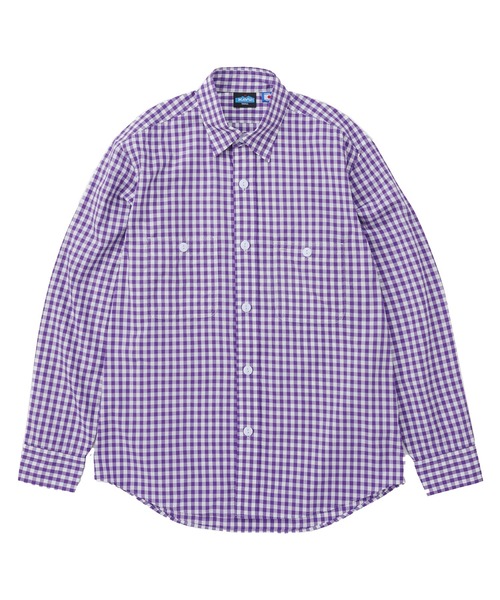 KAVU(カブー)の「KAVU/カブー Gingham Work Shirts/ギンガムワークシャツ(シャツ/ブラウス・メンズ・ブルー/ブラック/パープル・LARGE/MEDIUM)」の1枚目の写真