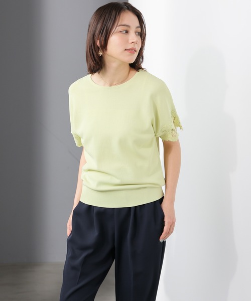 GLACIER lusso（グラシアルッソ）の「【美冷・接触冷感・ＵＶカット】袖レースニットトップス（ニット/セーター・レディース・アイボリー/ブルーグリーン/ライム/ネイビー・L/LL/M/S）」の15枚目の写真
