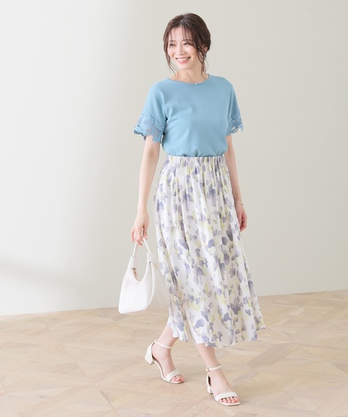 GLACIER lusso（グラシアルッソ）の「【美冷・接触冷感・ＵＶカット】袖レースニットトップス（ニット/セーター・レディース・アイボリー/ブルーグリーン/ライム/ネイビー・L/LL/M/S）」の17枚目の写真