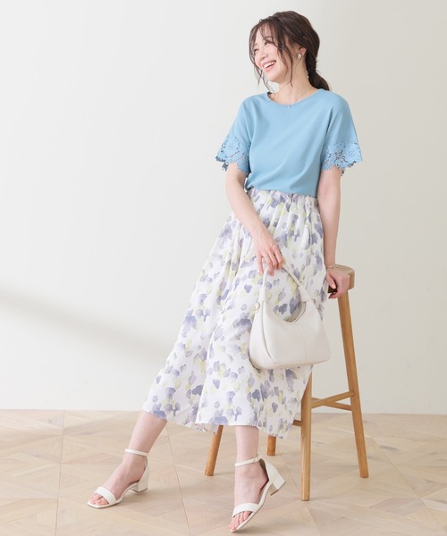 GLACIER lusso（グラシアルッソ）の「【美冷・接触冷感・ＵＶカット】袖レースニットトップス（ニット/セーター・レディース・アイボリー/ブルーグリーン/ライム/ネイビー・L/LL/M/S）」の18枚目の写真