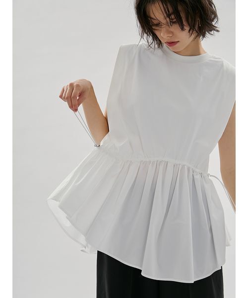 emmi(エミ)の「フレアドッキングカットソー(Tシャツ/カットソー・レディース・ホワイト/ネイビー/ライトブルー・F)」の5枚目の写真
