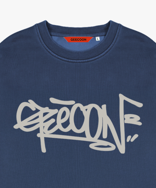 GEECOON(ジークーン)の「タイガーJK ヴィンテージピグメントダイングスウェットシャツ GJK258-111 ブルー(スウェット・メンズ・ブルー・LARGE/X-LARGE)」の3枚目の写真