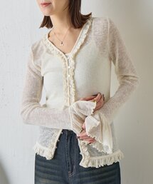 goocy（グーシー）の「シアーワッフルフリルカーディガン（カーディガン/ボレロ）」