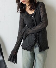 goocy（グーシー）の「シアーワッフルフリルカーディガン（カーディガン/ボレロ）」