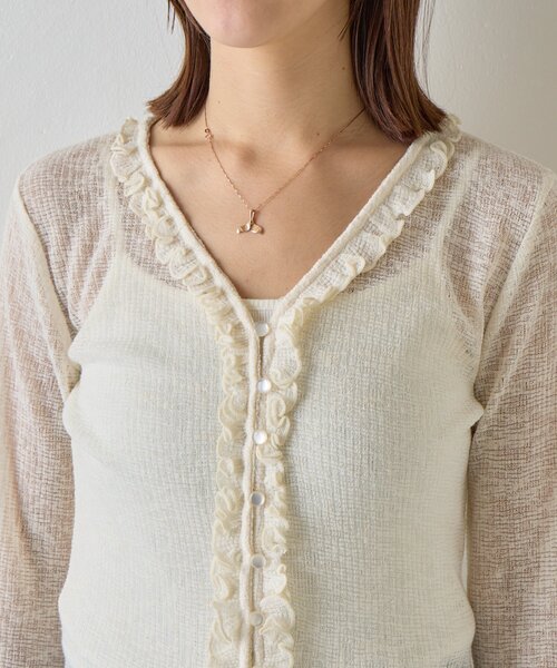 goocy（グーシー）の「シアーワッフルフリルカーディガン（カーディガン/ボレロ・レディース・ブラック/ホワイト/グレー・FREE）」の16枚目の写真