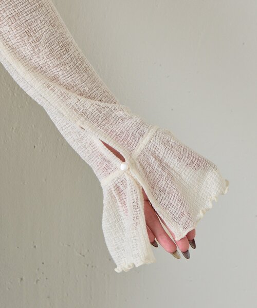 goocy（グーシー）の「シアーワッフルフリルカーディガン（カーディガン/ボレロ・レディース・ブラック/ホワイト/グレー・FREE）」の20枚目の写真