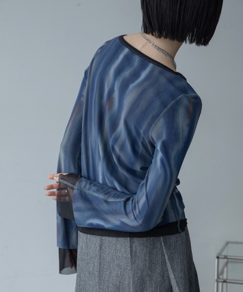 VACANCY(ヴァカンシー)の「ニュアンス柄リバーシブルシアートップス(Tシャツ/カットソー・レディース・ブルー/オレンジ・FREE)」の3枚目の写真